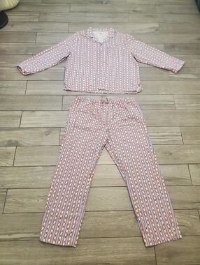 Hanna Andersson women's men's 100% cotton blue Christmas pine tree pajama set XL